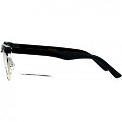 Round Retro Vintage Classic Half Rim Round Oval Clear Lens Eye Glasses - Black Silver - CR183CECCMH $12.24