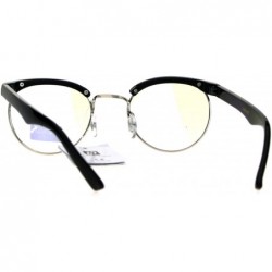 Round Retro Vintage Classic Half Rim Round Oval Clear Lens Eye Glasses - Black Silver - CR183CECCMH $12.24