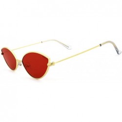 Cat Eye Fashion Trend Cat Eye Small Metal Frame Personality Sunglasses for Women - Gold Frame Red Lens - CU18QXS0YM3 $10.07