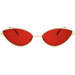 Cat Eye Fashion Trend Cat Eye Small Metal Frame Personality Sunglasses for Women - Gold Frame Red Lens - CU18QXS0YM3 $10.07