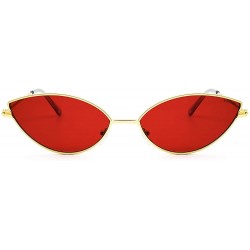 Cat Eye Fashion Trend Cat Eye Small Metal Frame Personality Sunglasses for Women - Gold Frame Red Lens - CU18QXS0YM3 $10.07