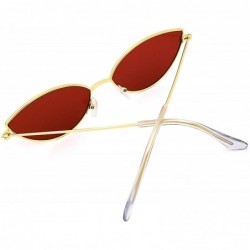 Cat Eye Fashion Trend Cat Eye Small Metal Frame Personality Sunglasses for Women - Gold Frame Red Lens - CU18QXS0YM3 $10.07