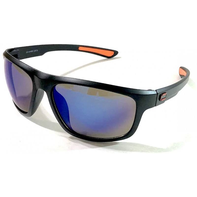 Sport Big Head Sunglasses- Big Easy - Matte Black/ Mirrored Blue - CX18AQ4KML2 $37.04