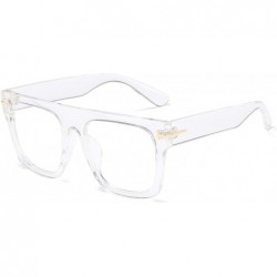 Aviator Unisex Large Square Optical Eyewear Non-prescription Eyeglasses Flat Top Clear Lens Glasses Frames - CU1992Q7Z43 $31.03
