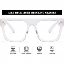 Aviator Unisex Large Square Optical Eyewear Non-prescription Eyeglasses Flat Top Clear Lens Glasses Frames - CU1992Q7Z43 $12.25