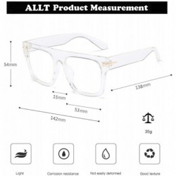 Aviator Unisex Large Square Optical Eyewear Non-prescription Eyeglasses Flat Top Clear Lens Glasses Frames - CU1992Q7Z43 $12.25