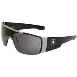 Shield Khan Slim Sport Shield Wrap Around Sunglasses - Black & Gunmetal Frame - CI18WGXYQHG $23.20