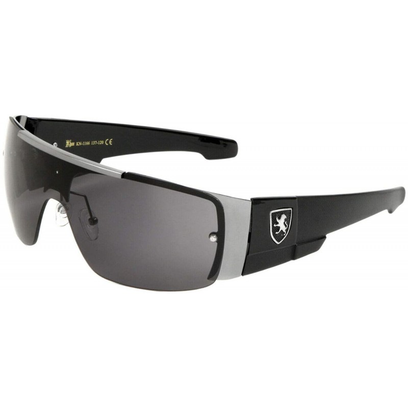Shield Khan Slim Sport Shield Wrap Around Sunglasses - Black & Gunmetal Frame - CI18WGXYQHG $10.90