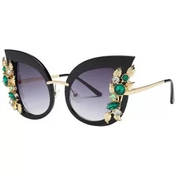Square Womens New Fashion Sunglasses Artificial Diamond Cat Ear Metal Frame Brand Classic Sunglasses - C - CP18SRYGR8Y $15.56