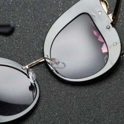 Square Womens New Fashion Sunglasses Artificial Diamond Cat Ear Metal Frame Brand Classic Sunglasses - C - CP18SRYGR8Y $9.38