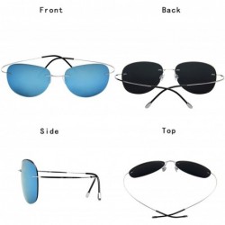 Aviator Titanium Frame Women Men Sunglasses Aviator Protection Film inside Lens - Light Blue - CK17Y0EXDU2 $12.72