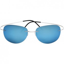 Aviator Titanium Frame Women Men Sunglasses Aviator Protection Film inside Lens - Light Blue - CK17Y0EXDU2 $12.72