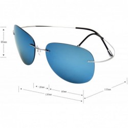 Aviator Titanium Frame Women Men Sunglasses Aviator Protection Film inside Lens - Light Blue - CK17Y0EXDU2 $12.72
