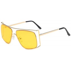 Rimless Unisex Oversized Stylish Cut-out Color And Clear Lens Sunglasses - Gold-yellow - CR1825HI7ZT $15.75
