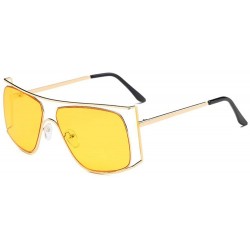 Rimless Unisex Oversized Stylish Cut-out Color And Clear Lens Sunglasses - Gold-yellow - CR1825HI7ZT $30.25