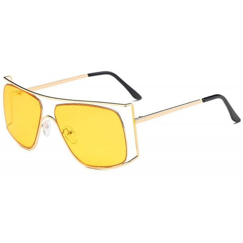 Rimless Unisex Oversized Stylish Cut-out Color And Clear Lens Sunglasses - Gold-yellow - CR1825HI7ZT $15.75