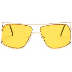 Rimless Unisex Oversized Stylish Cut-out Color And Clear Lens Sunglasses - Gold-yellow - CR1825HI7ZT $15.75