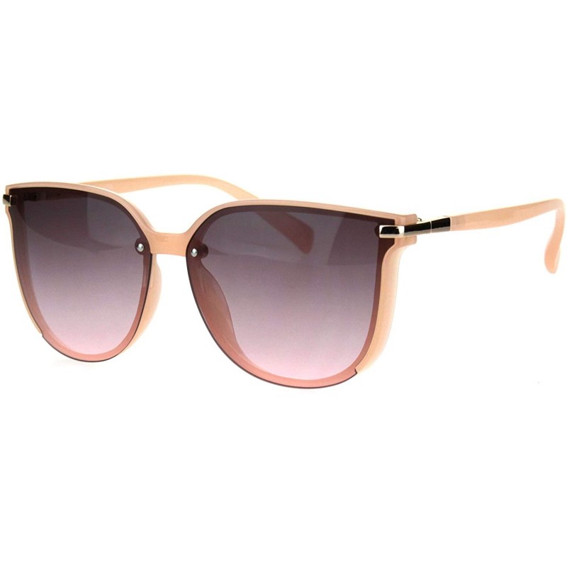Rectangular Exposed Lens Mod Hipster Horn Rim Elegant Designer Sunglasses - Pink Smoke - C718I62UNX3 $12.13