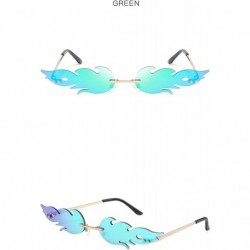 Wrap Retro Fashion Sunglasses Non-Polarized Personality Anti-UV Flame Casual Sunglasses - Green - CE18A0GMHEZ $11.17