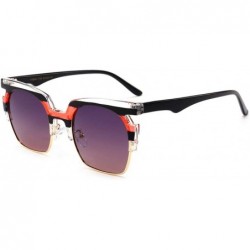 Square Semi Rimless Sunglasses Protection Vacation - Black - CF19976M70A $47.61