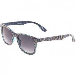 Oversized Native American Tribal Print Fabric Square Sunglasses - Inca - Blue Frame - CN18UU9EREU $12.33