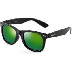 Semi-rimless Classic Polarized Horn Rimmed Sunglasses for Men Women - Matte Black/Green - CM1898YKEIO $34.75