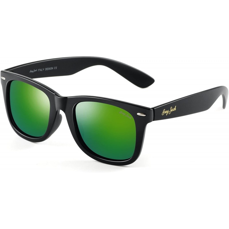 Semi-rimless Classic Polarized Horn Rimmed Sunglasses for Men Women - Matte Black/Green - CM1898YKEIO $15.09