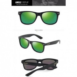 Semi-rimless Classic Polarized Horn Rimmed Sunglasses for Men Women - Matte Black/Green - CM1898YKEIO $15.09