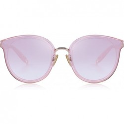 Oversized Classic Cateye Sunglasses for Women Metal Frame Mirror Lens S6311 - Pink - CJ18C836A54 $13.84
