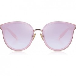 Oversized Classic Cateye Sunglasses for Women Metal Frame Mirror Lens S6311 - Pink - CJ18C836A54 $13.84