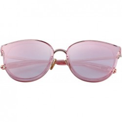 Oversized Classic Cateye Sunglasses for Women Metal Frame Mirror Lens S6311 - Pink - CJ18C836A54 $13.84