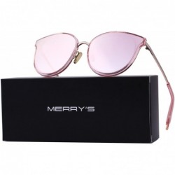 Oversized Classic Cateye Sunglasses for Women Metal Frame Mirror Lens S6311 - Pink - CJ18C836A54 $13.84