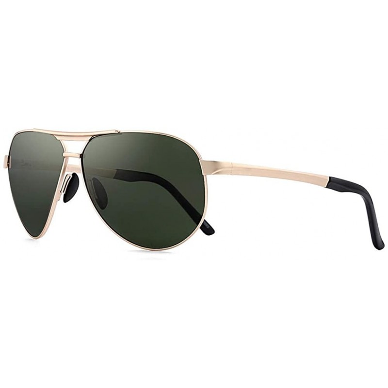 Aviator Premium Military Style Classic Aviator Sunglasses Polarized Sun Glasses for men - Green - CZ18W3S3Y5E $26.16