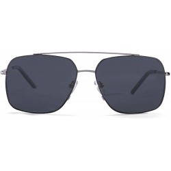 Square New Nylon Polarized Lens Square Double Bridge Sunglasses Metal Frame For Men Driving UV Protection - CD18AK52OE0 $23.05