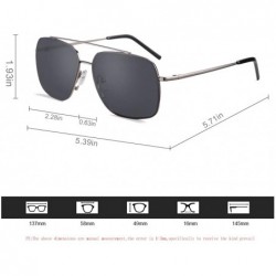 Square New Nylon Polarized Lens Square Double Bridge Sunglasses Metal Frame For Men Driving UV Protection - CD18AK52OE0 $21.51