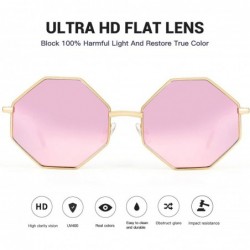 Oversized Hipster Polygon Oversized Sunglasses For Women Delicate Metal Frame Candy Color UV400 Lens - Ice Pink - C818ZA8YM8Z...