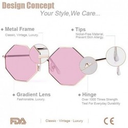 Oversized Hipster Polygon Oversized Sunglasses For Women Delicate Metal Frame Candy Color UV400 Lens - Ice Pink - C818ZA8YM8Z...