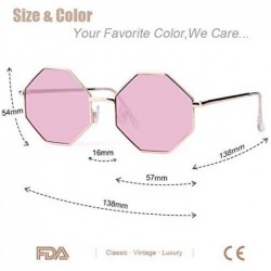 Oversized Hipster Polygon Oversized Sunglasses For Women Delicate Metal Frame Candy Color UV400 Lens - Ice Pink - C818ZA8YM8Z...