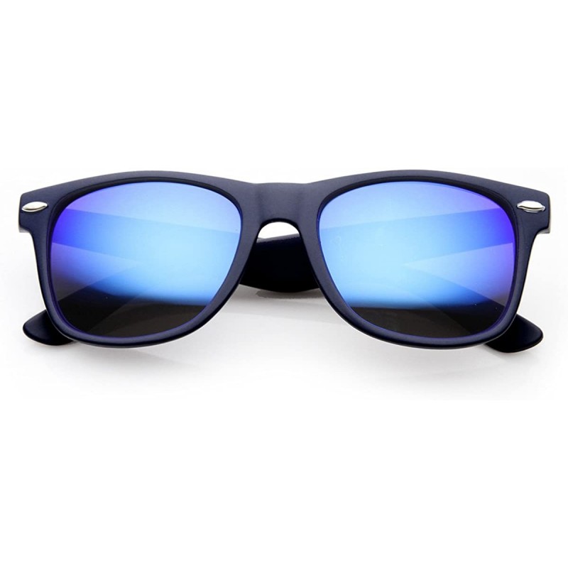 Wayfarer Classic Horn Rimmed Sunglasses with Flash Mirro Lens - Blue Ice - CH11XOOB3M5 $11.53
