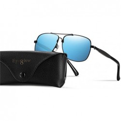 Square Vintage Driving Polarized Lens Titanium Frame Square Sunglasses Aviator Men and Women - Black Blue - CF18H55UN5I $26.23