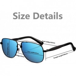 Square Vintage Driving Polarized Lens Titanium Frame Square Sunglasses Aviator Men and Women - Black Blue - CF18H55UN5I $26.23