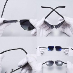 Square Vintage Driving Polarized Lens Titanium Frame Square Sunglasses Aviator Men and Women - Black Blue - CF18H55UN5I $26.23