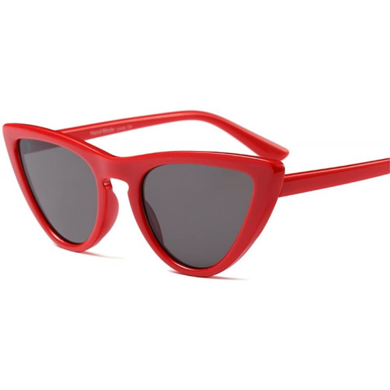 Oversized Cat Fashion Women Sunglasses Super Star Brand Designer Triangle Retro Vintage - Red - CY188GXOR43 $11.09