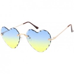 Aviator Candy Lens 80s Fashion Heart Frame Aviator Sunglasses - Yellow - CA18UTYYGEZ $9.17