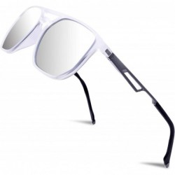 Square Polarized Aviator Sunglasses for Men Metal and TR90 Frame Retro Square Sunglasses - Clear - CC18Y4HY6SI $16.22