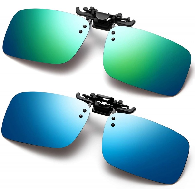 Rectangular Polarized Sunglasses Anti Glare Fishing Prescription - Green + Blue - CW18UT7KHTD $14.02