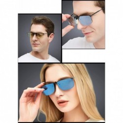 Rectangular Polarized Sunglasses Anti Glare Fishing Prescription - Green + Blue - CW18UT7KHTD $14.02