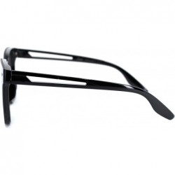 Rectangular Womens Exposed Lens 90s Panel Lens Boyfriend Horn Rim Sunglasses - Black Solid Black - CF18T0IQ3C2 $10.85