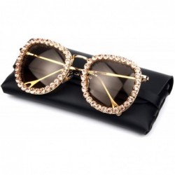 Sport Women's Crystal Rhinestone Sunglasses Metal Frame Fashion UV400 Protection Glasses - Orange - C9195WH9587 $16.92