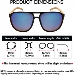 Square Retro Wooden Bamboo Sunglasses Aviators Women Men Mirrored Lens with Case - CG18GU7LYKG $12.39